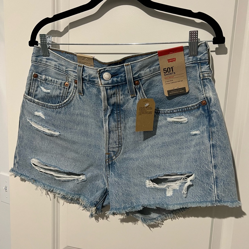Levi's Women's 501 Ripped Jean Shorts - Light Blue